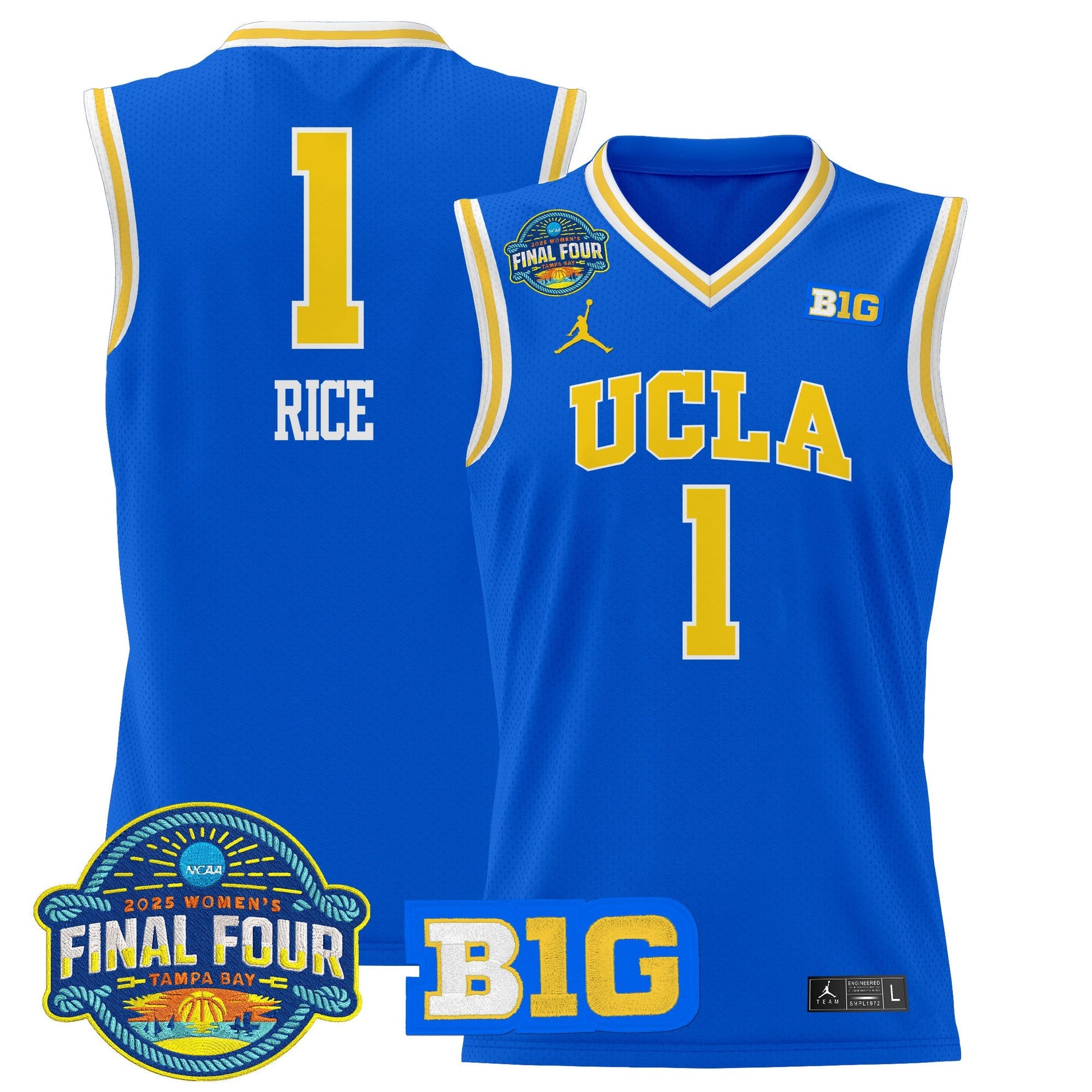 Men's Size - UCLA Bruins 2025 Big Ten Women's Final Four Patch Lightweight Basketball Jersey - All Stitched
