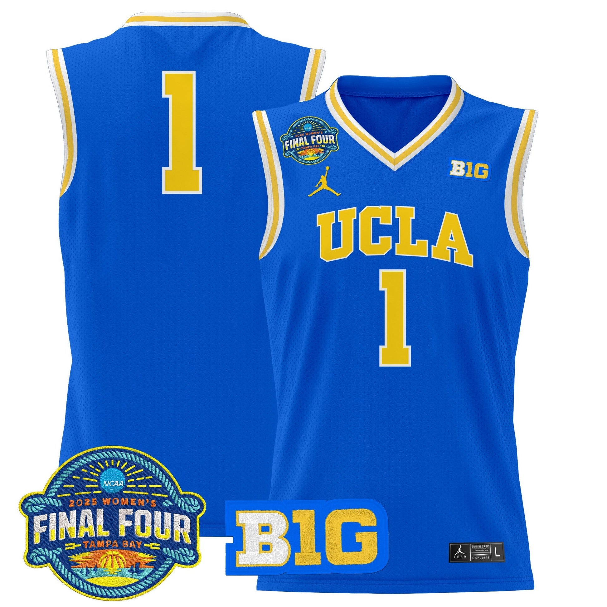 Men's Size - UCLA Bruins 2025 Big Ten Women's Final Four Patch Lightweight Basketball Jersey - All Stitched