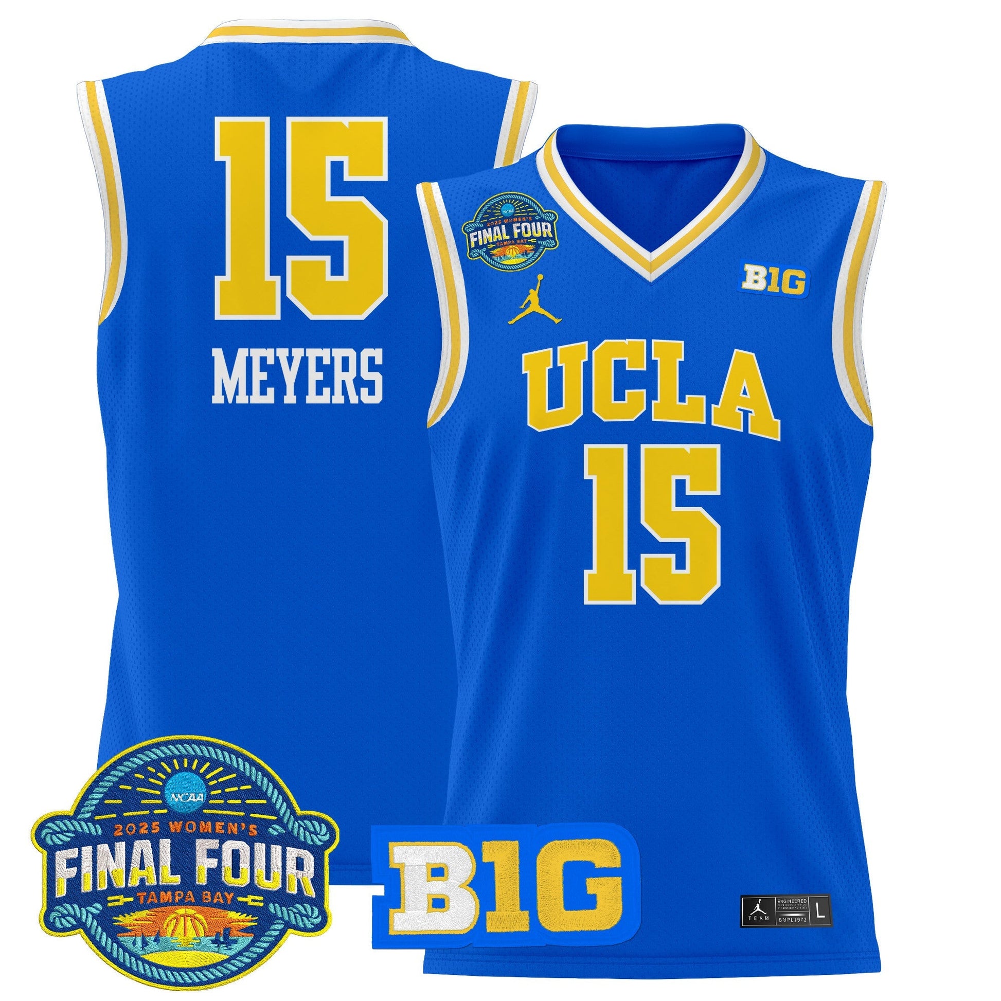 Men's Size - UCLA Bruins 2025 Big Ten Women's Final Four Patch Lightweight Basketball Jersey - All Stitched