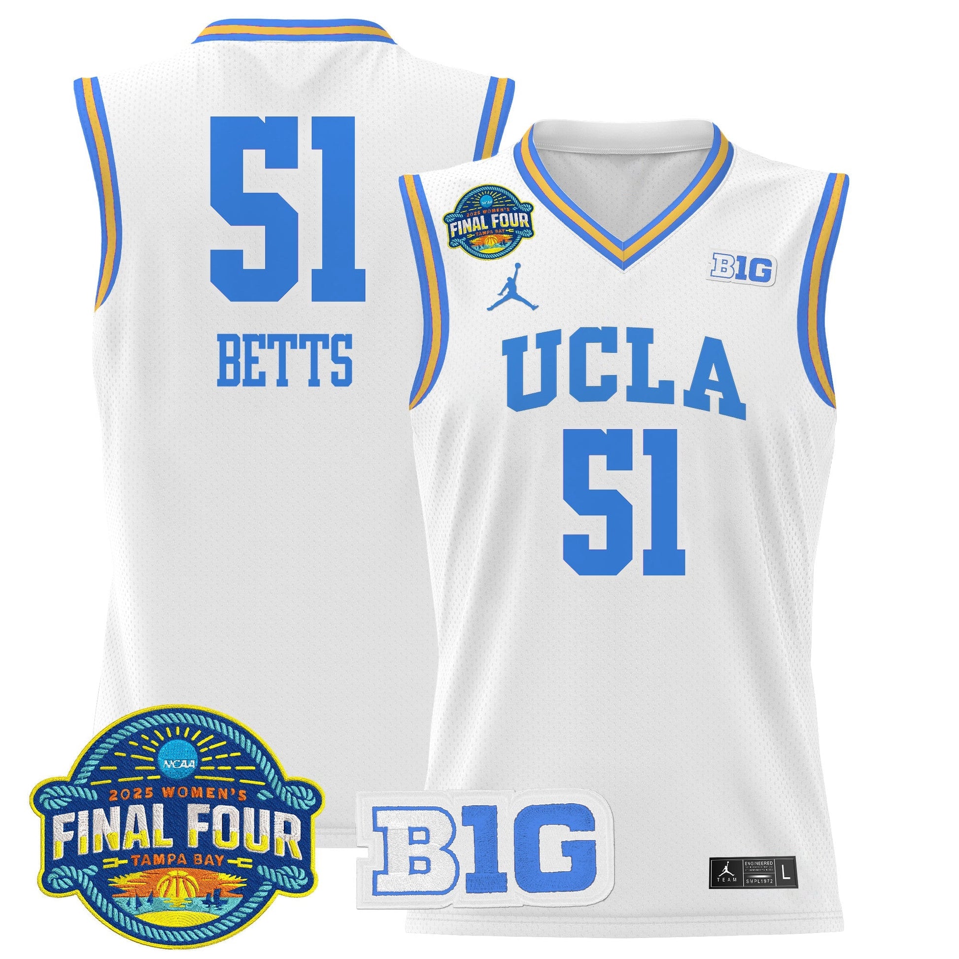 Men's Size - UCLA Bruins 2025 Big Ten Women's Final Four Patch Lightweight Basketball Jersey - All Stitched