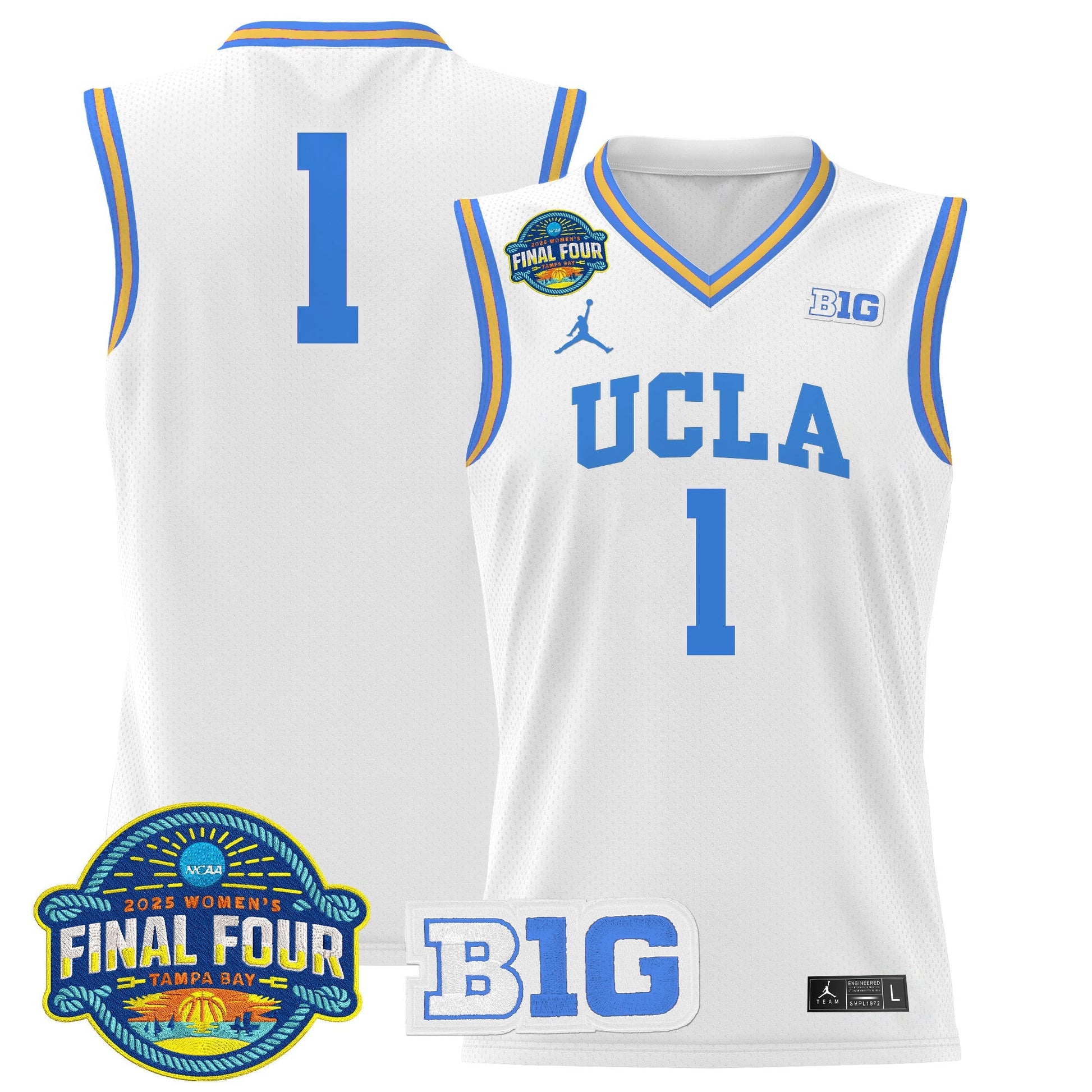 Men's Size - UCLA Bruins 2025 Big Ten Women's Final Four Patch Lightweight Basketball Jersey - All Stitched