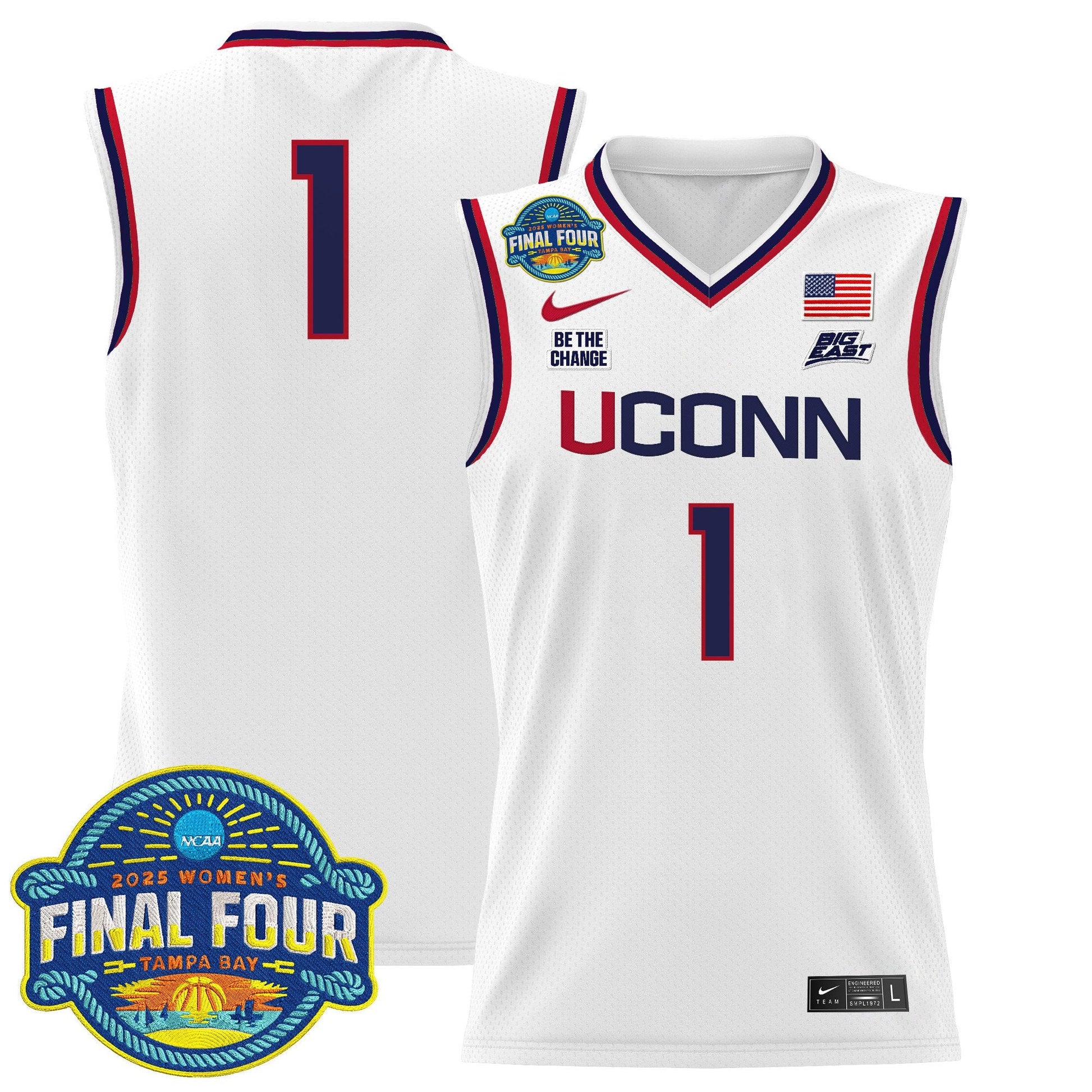 Men's Size - UConn Huskies 2025 Big Eat Women's Final Four Patch Lightweight Basketball Jersey - All Stitched