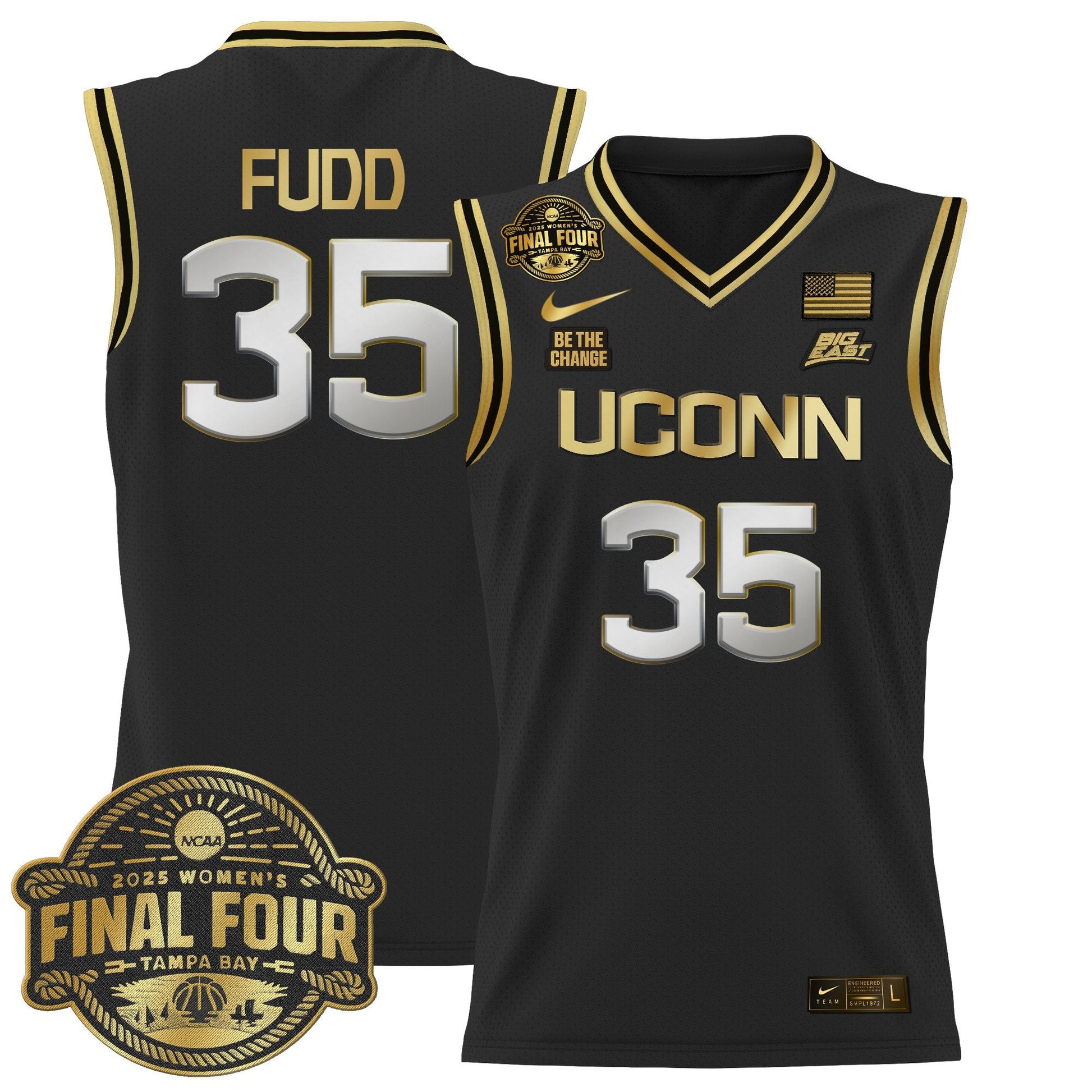 Men's Size - UConn Huskies 2025 Big Eat Women's Final Four Patch Lightweight Basketball Jersey - All Stitched