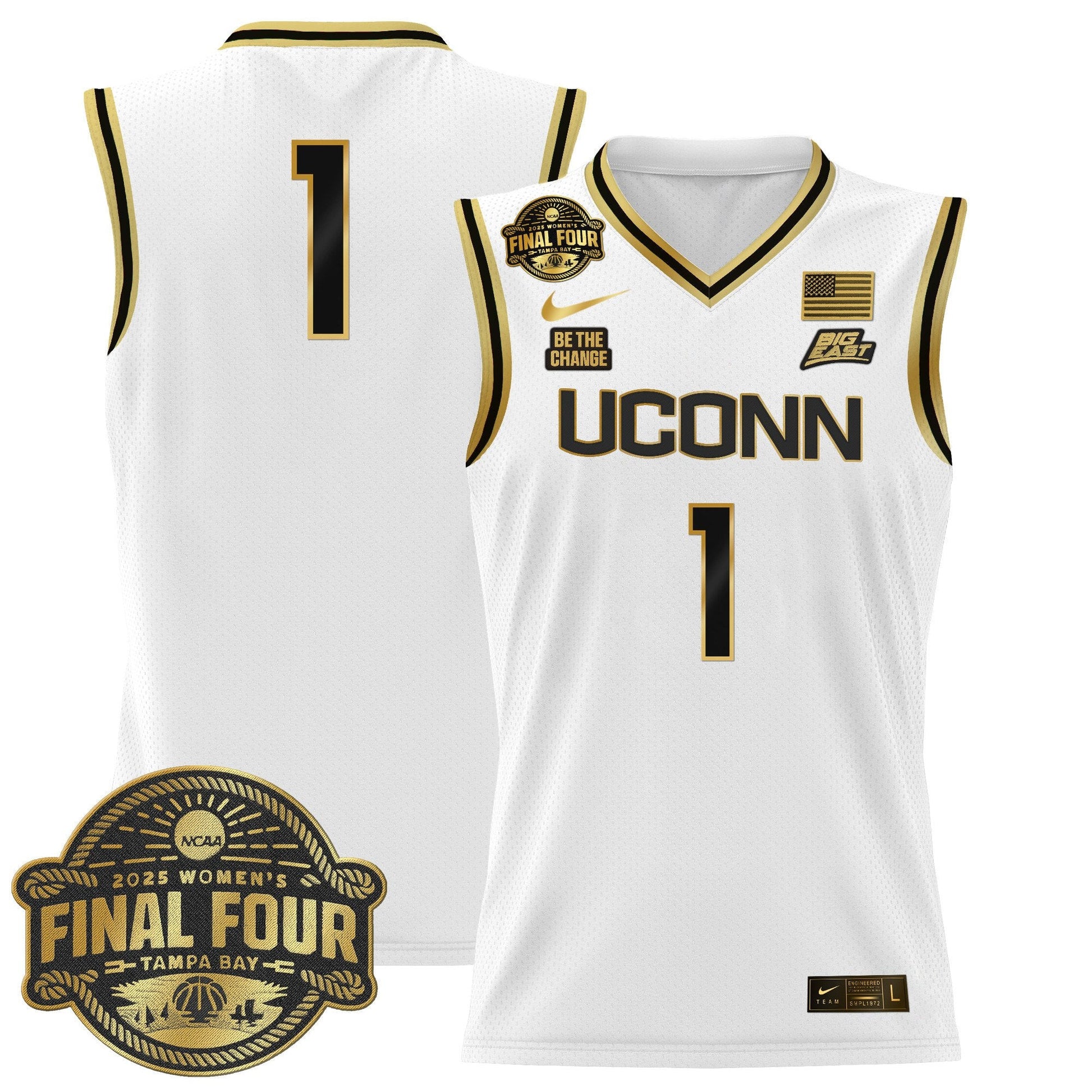 Men's Size - UConn Huskies 2025 Big Eat Women's Final Four Patch Lightweight Basketball Jersey - All Stitched