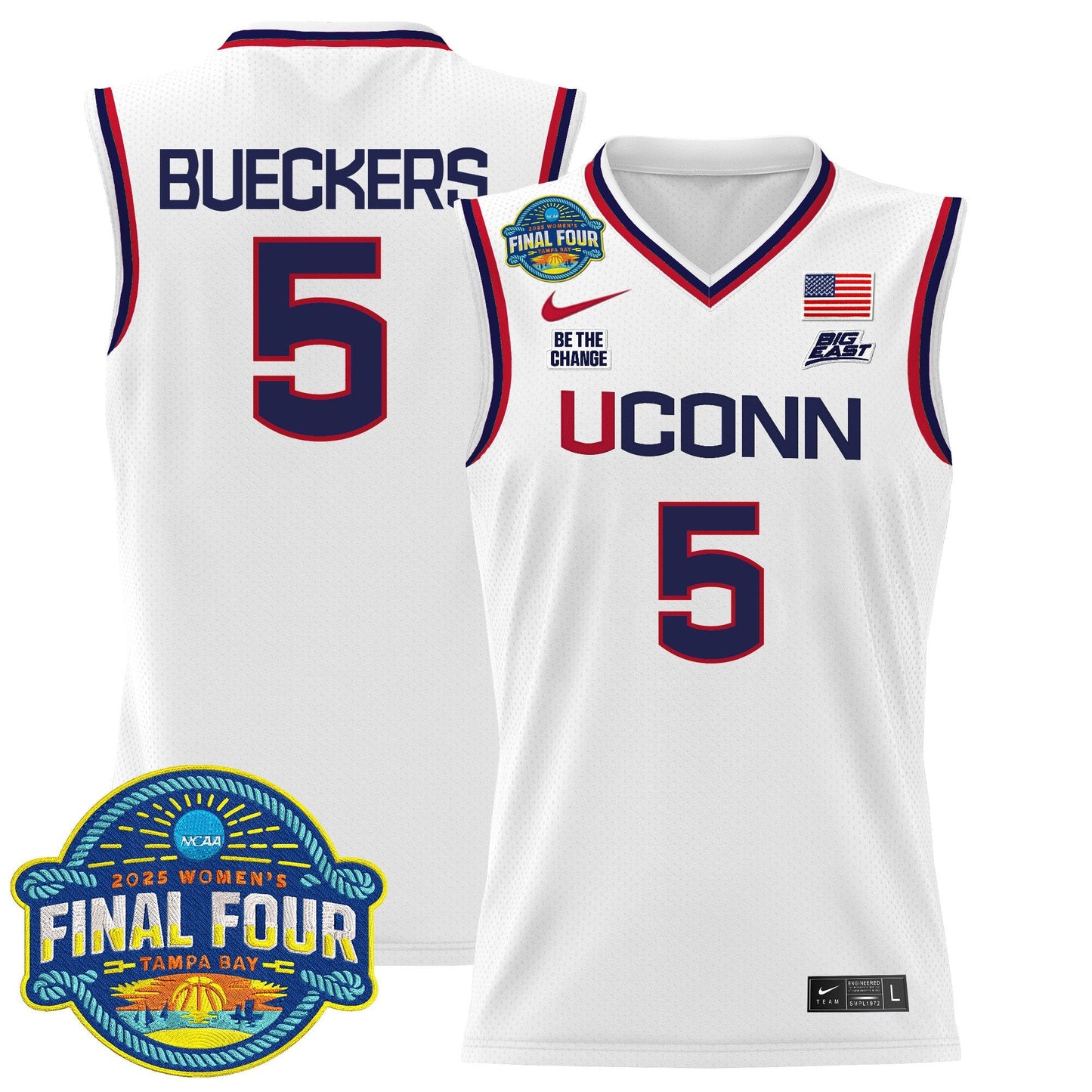 Men's Size - UConn Huskies 2025 Big Eat Women's Final Four Patch Lightweight Basketball Jersey - All Stitched