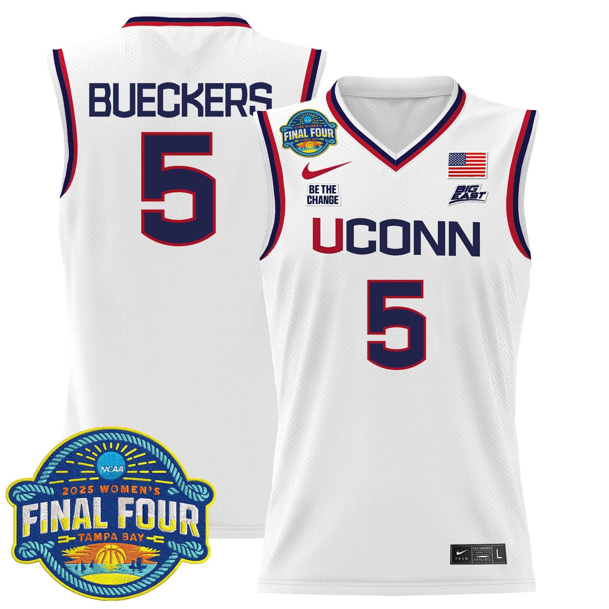 Men's Size - UConn Huskies 2025 Big Eat Women's Final Four Patch Lightweight Basketball Jersey - All Stitched