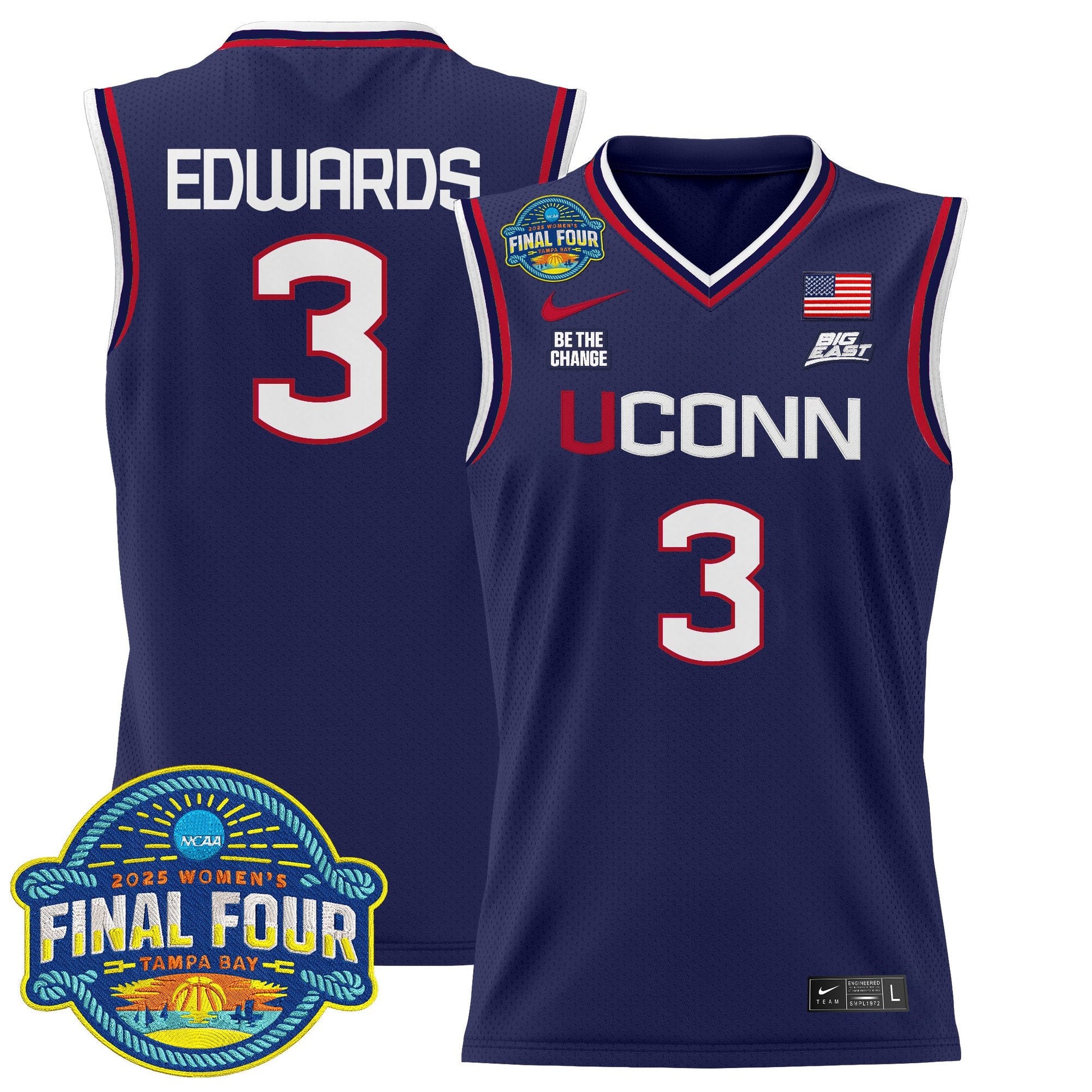 Men's Size - UConn Huskies 2025 Big Eat Women's Final Four Patch Lightweight Basketball Jersey - All Stitched