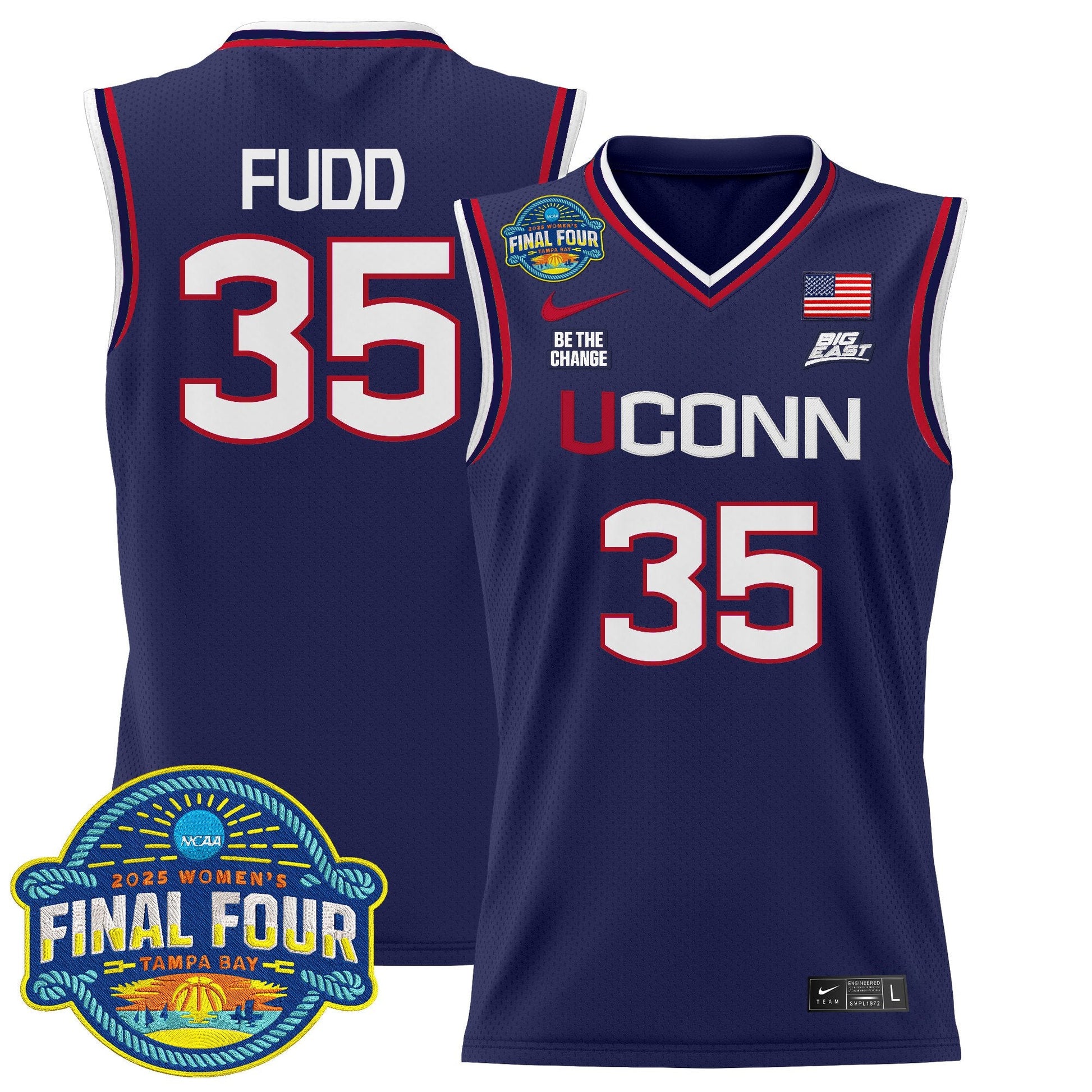 Men's Size - UConn Huskies 2025 Big Eat Women's Final Four Patch Lightweight Basketball Jersey - All Stitched