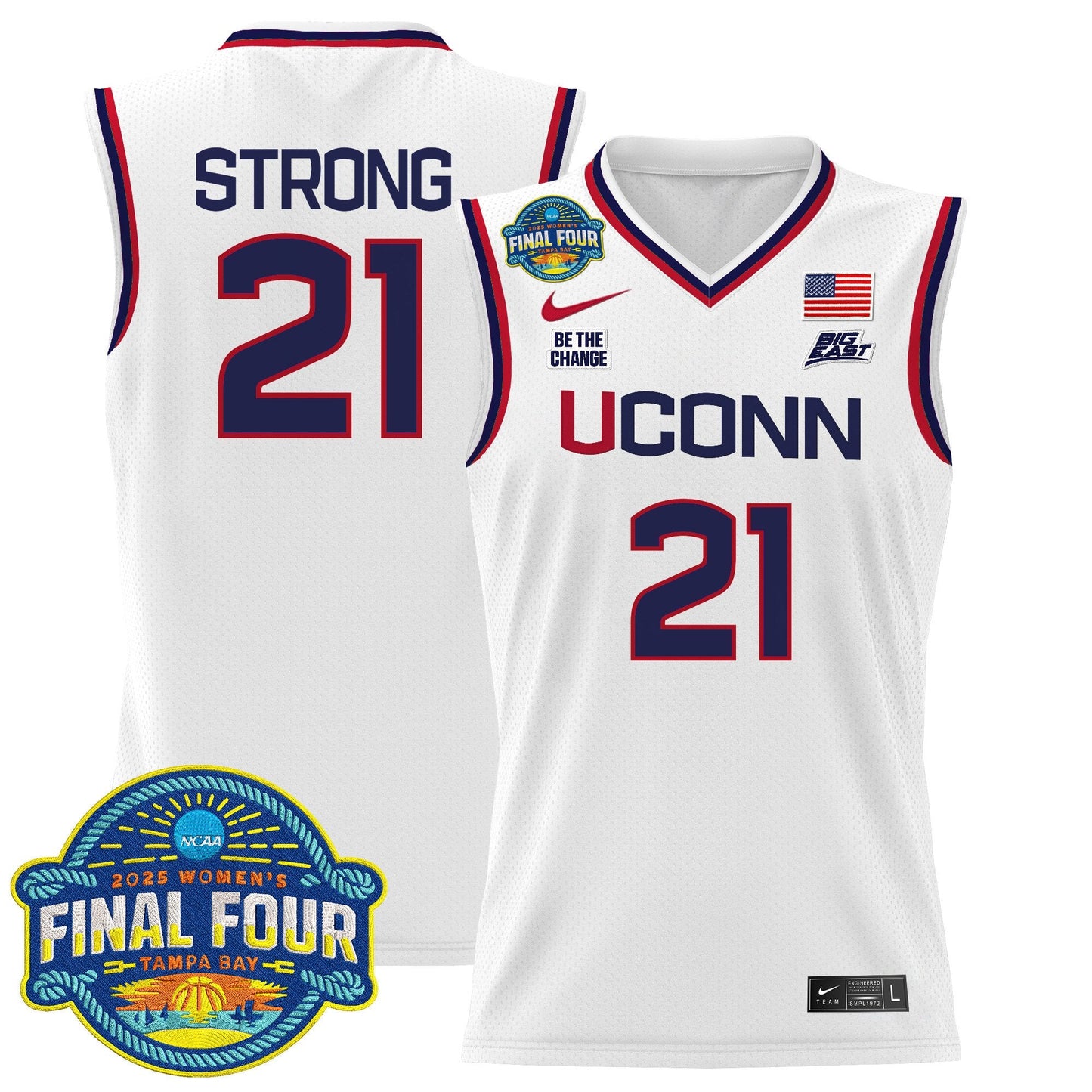 Men's Size - UConn Huskies 2025 Big Eat Women's Final Four Patch Lightweight Basketball Jersey - All Stitched