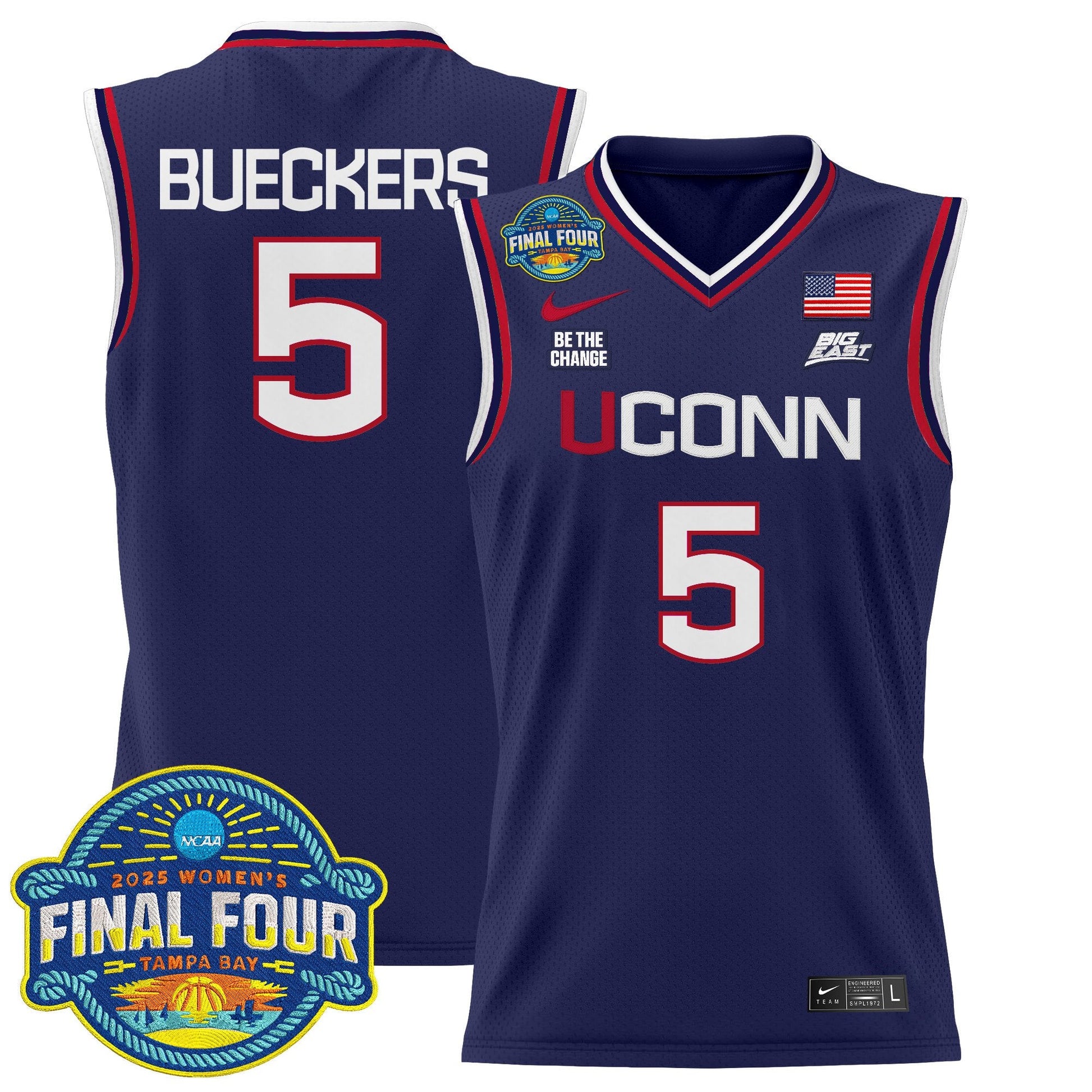 Men's Size - UConn Huskies 2025 Big Eat Women's Final Four Patch Lightweight Basketball Jersey - All Stitched