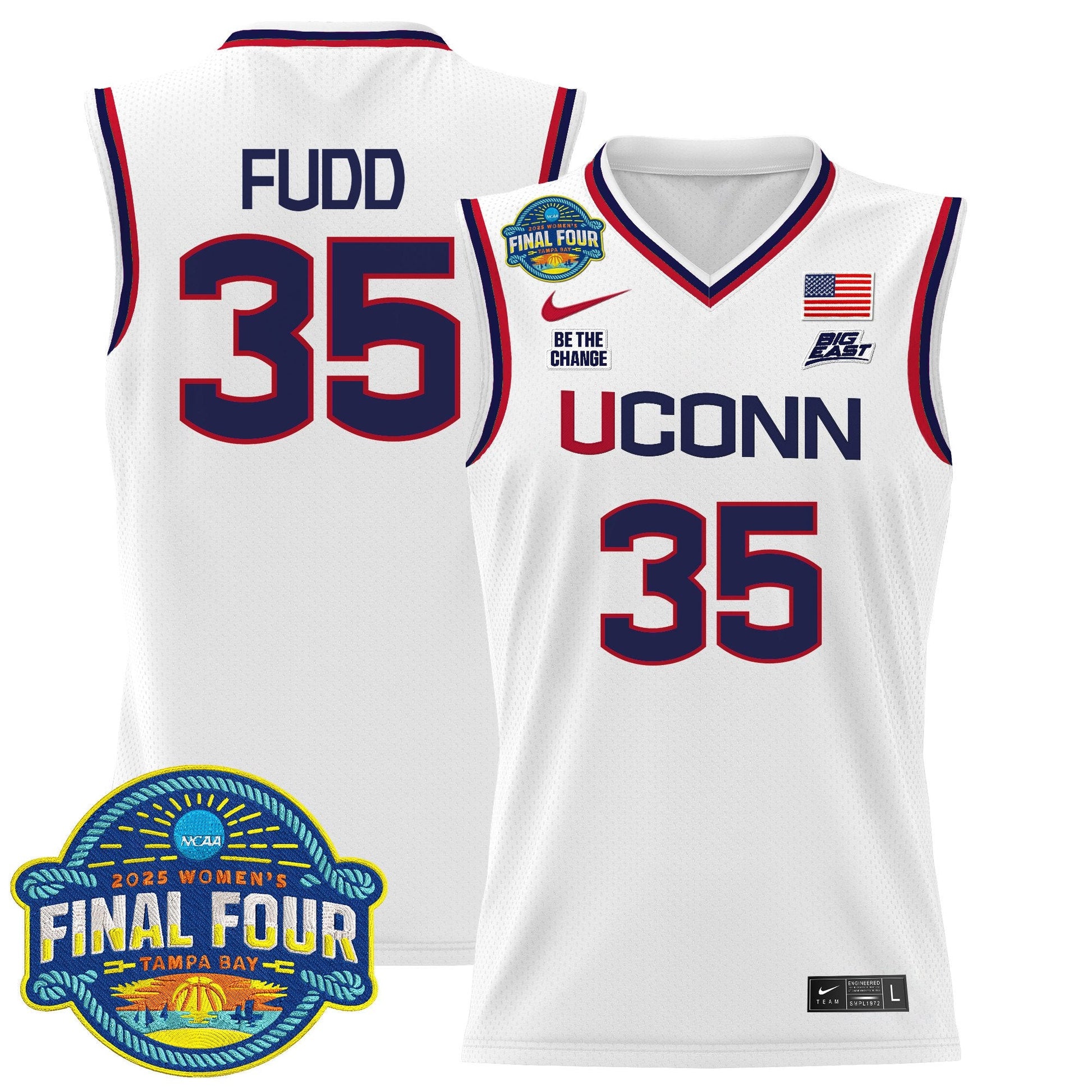 Men's Size - UConn Huskies 2025 Big Eat Women's Final Four Patch Lightweight Basketball Jersey - All Stitched