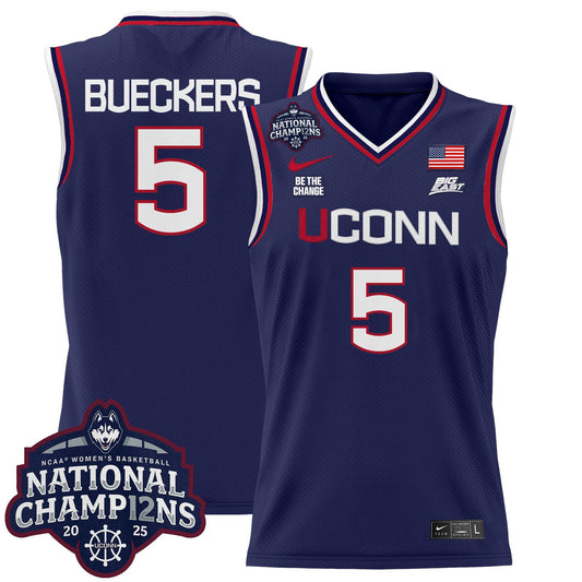 Men's Size - UConn Huskies 2025 Women's National Champions Patch Lightweight Basketball Jersey - All Stitched
