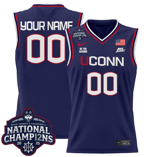 UConn Huskies 2025 Women's National Champions Patch Lightweight Basketball Custom Jersey - All Stitched