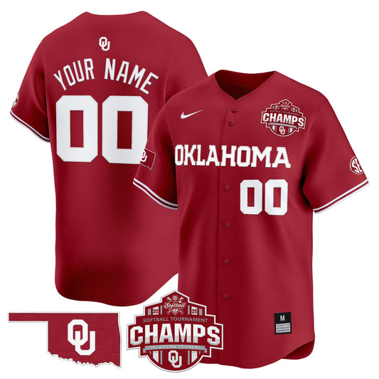Oklahoma Sooners 2025 SEC Softball Conference Tournament Champions Patch Vapor Premier Limited Custom Jersey - All Stitched