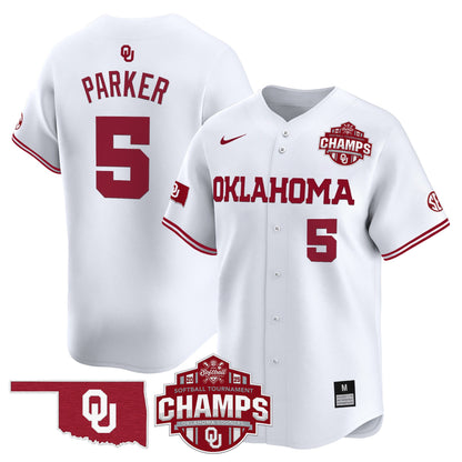 Men's Size - Oklahoma Sooners 2025 SEC Softball Conference Tournament Champions Patch Vapor Premier Limited Jersey - All Stitched