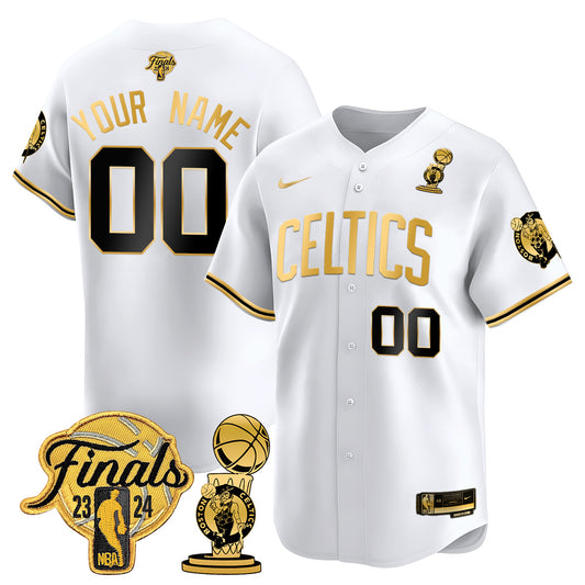 Celtics 2023-24 World Champions Patch Baseball Custom Jersey - All Stitched