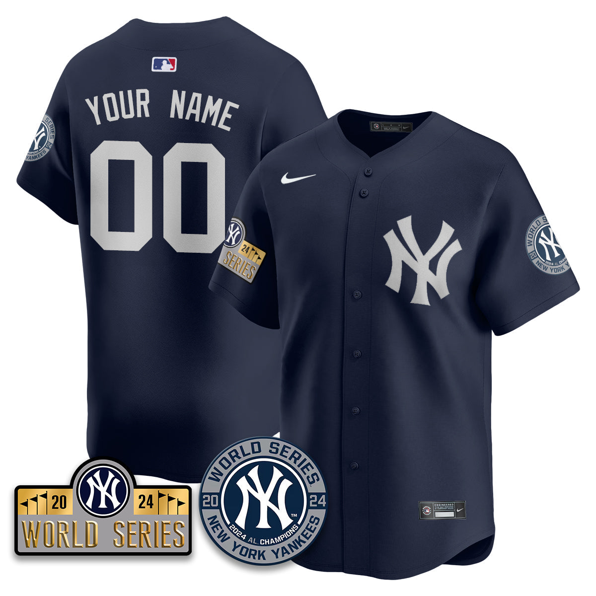 New York Yankees World Series Custom Jersey - All Stitched