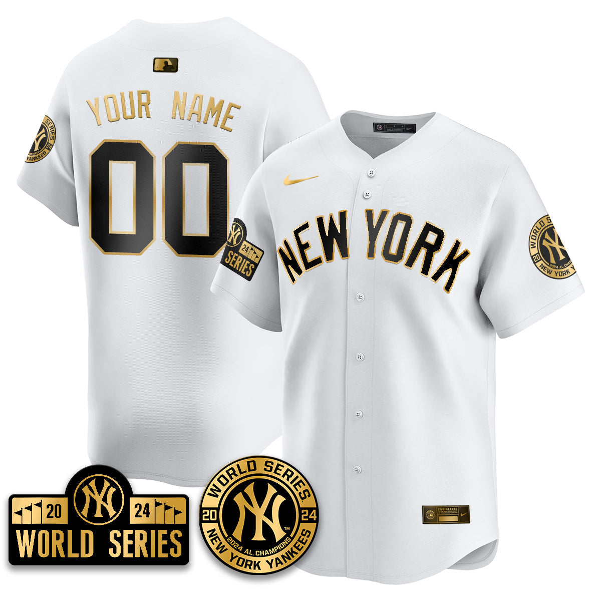 New York Yankees World Series Custom Jersey - All Stitched