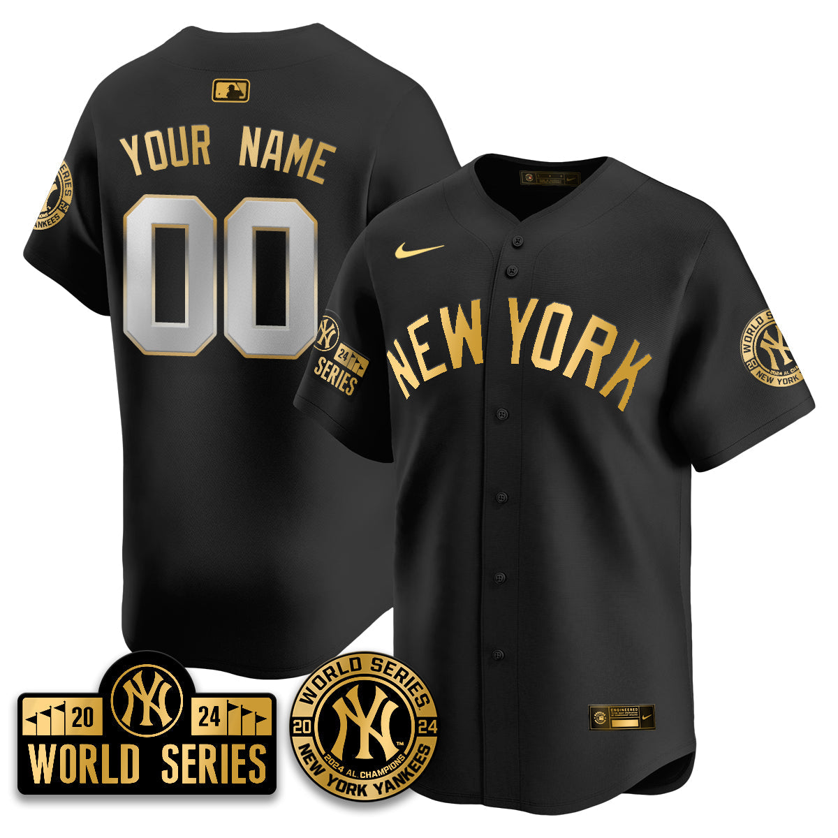 New York Yankees World Series Custom Jersey - All Stitched