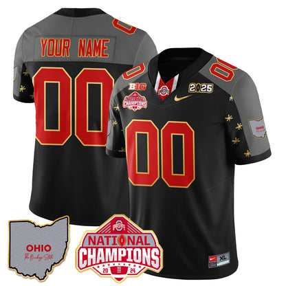 Ohio State Buckeyes 2025 CFP Patch - National Champions Gold Custom Jersey - All Stitched