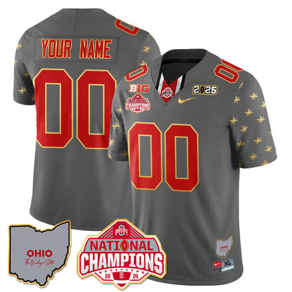 Ohio State Buckeyes 2025 CFP Patch - National Champions Gold Custom Jersey - All Stitched