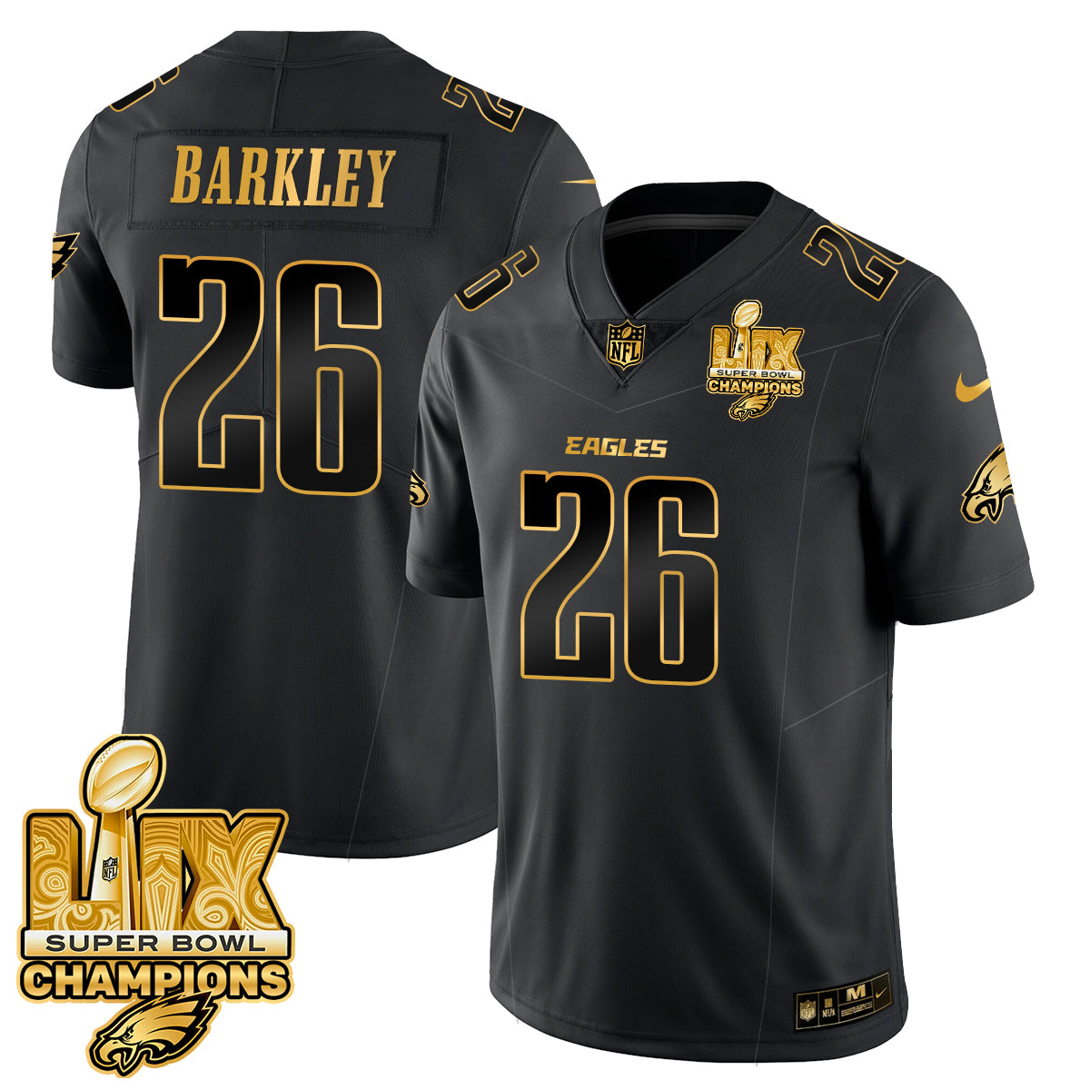 Philadelphia Eagles Super Bowl LIX Champions Gold Vapor Limited Jersey - All Stitched