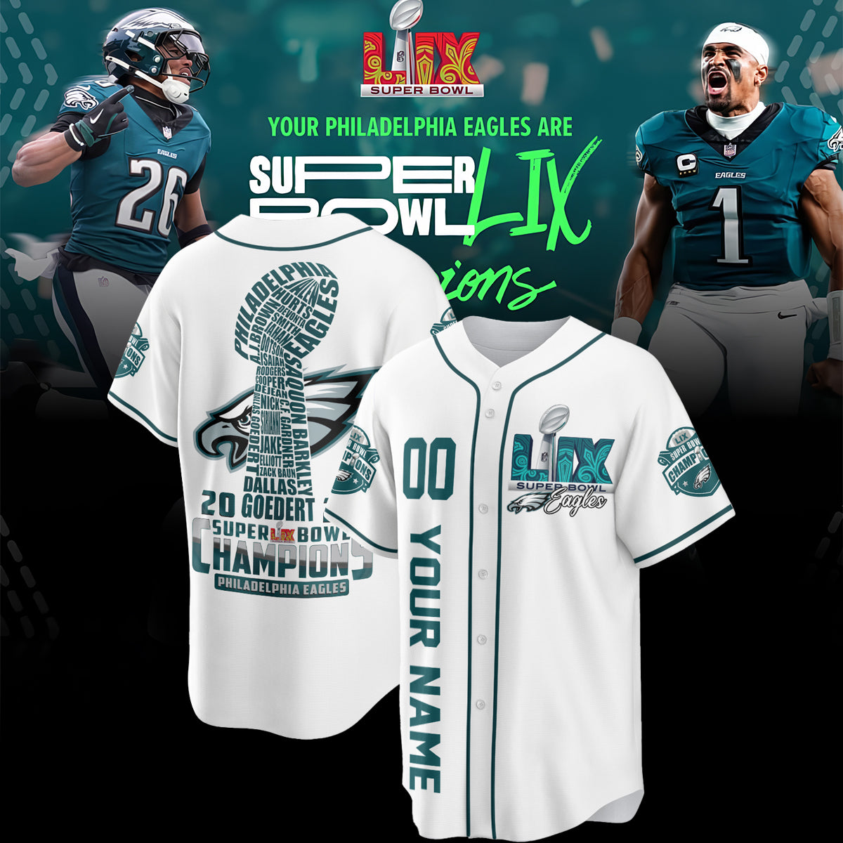 Philadelphia Eagles Super Bowl LIX Champions Hoodie