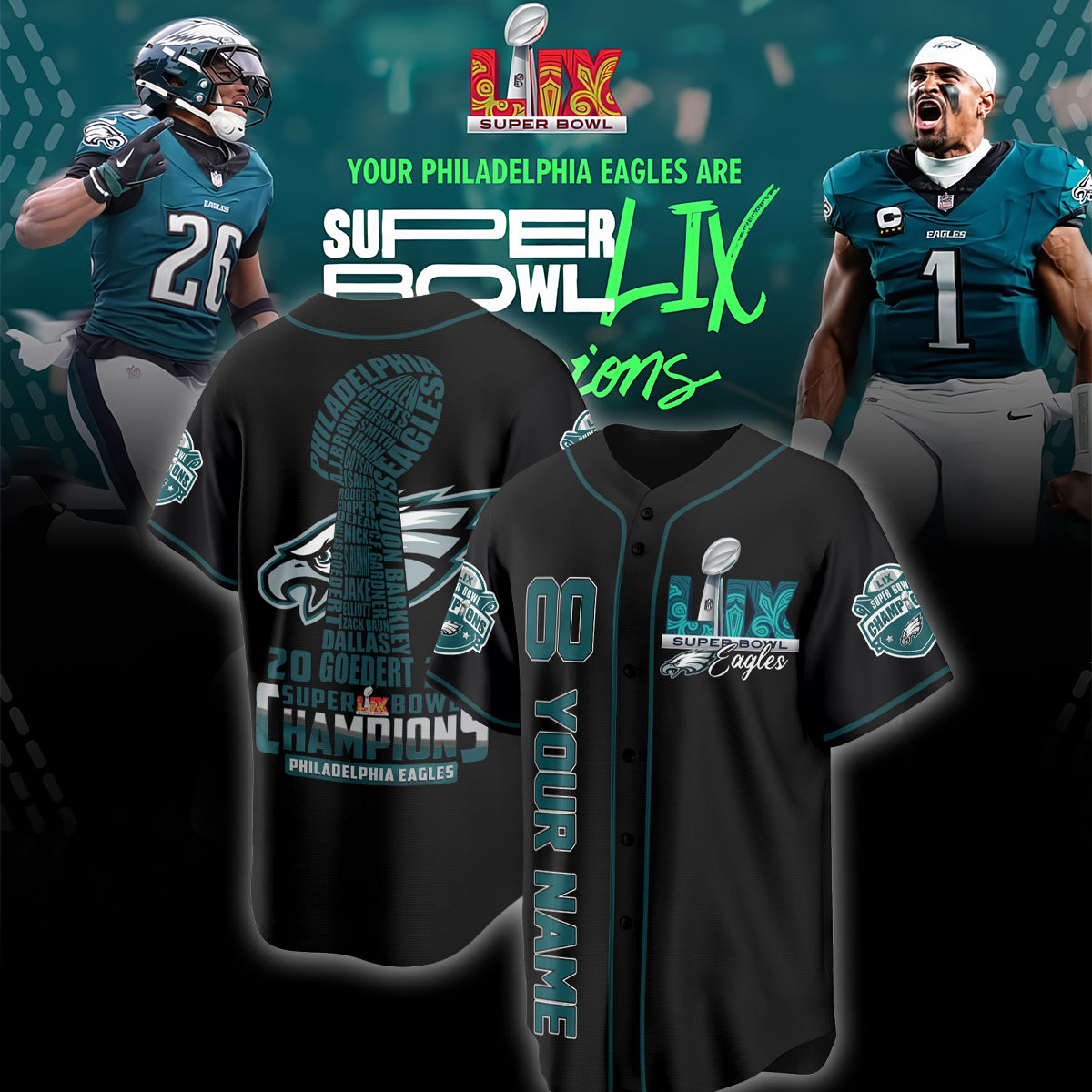 Philadelphia Eagles Super Bowl LIX Champions Hoodie