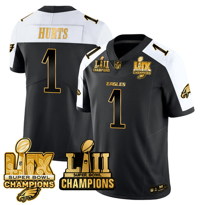 Philadelphia Eagles LII-LIX Super Bowl Champions Gold Jersey - All Stitched