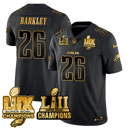 Philadelphia Eagles LII-LIX Super Bowl Champions Gold Jersey - All Stitched