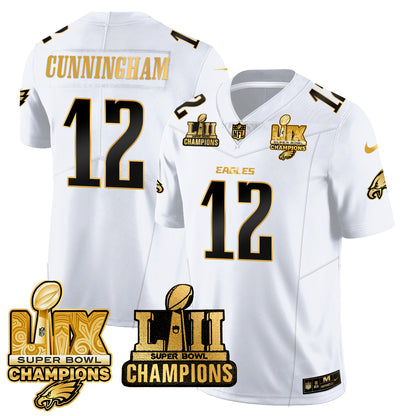 Philadelphia Eagles LII-LIX Super Bowl Champions Gold Jersey - All Stitched