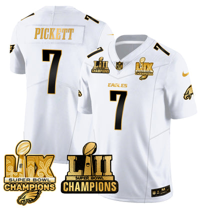 Philadelphia Eagles LII-LIX Super Bowl Champions Gold Jersey - All Stitched