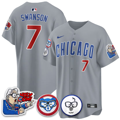 Chicago Cubs Limited Jersey - Harry Caray "Holy Cow" Patch - All Stitched