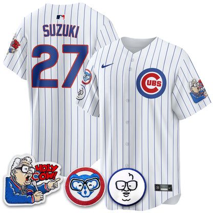 Chicago Cubs Limited Jersey - Harry Caray "Holy Cow" Patch - All Stitched