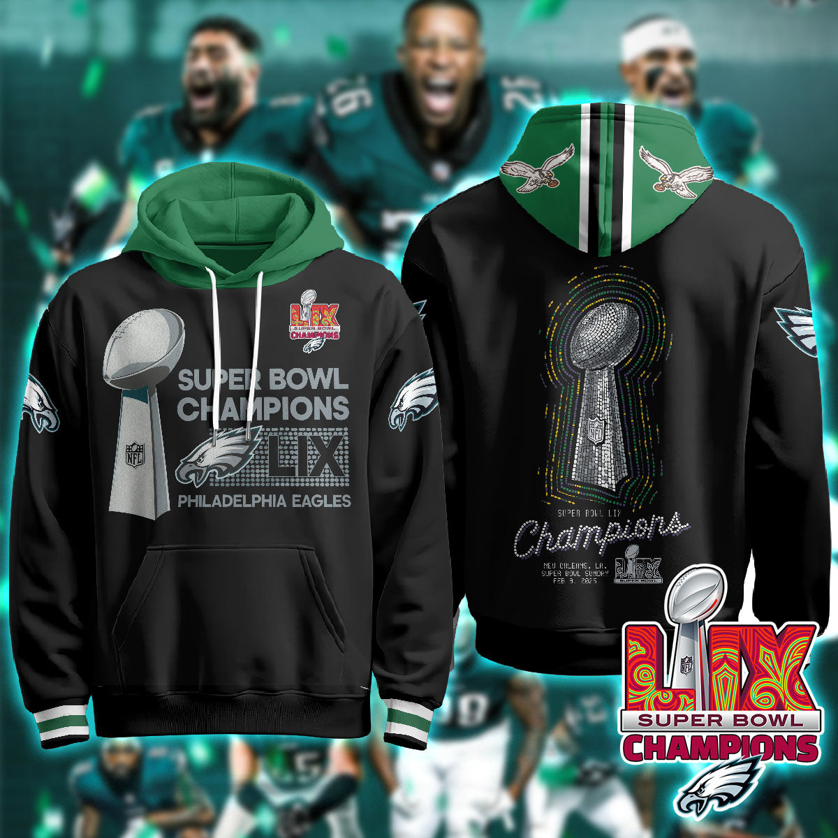 Philadelphia Eagles Super Bowl LIX Champions Hoodie