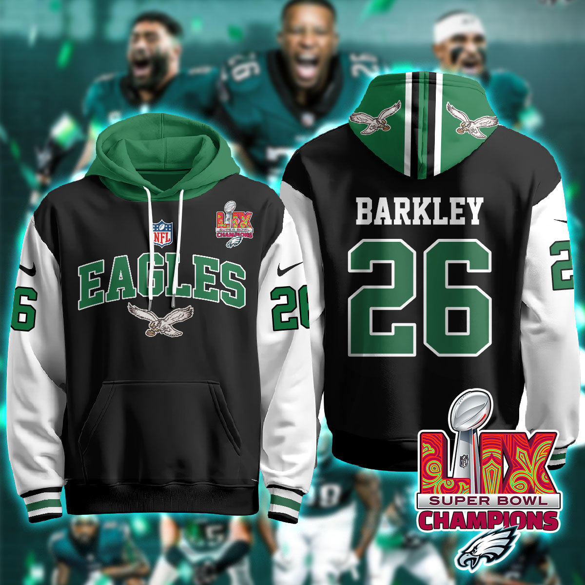 Philadelphia Eagles Super Bowl LIX Champions Hoodie - All Stitched