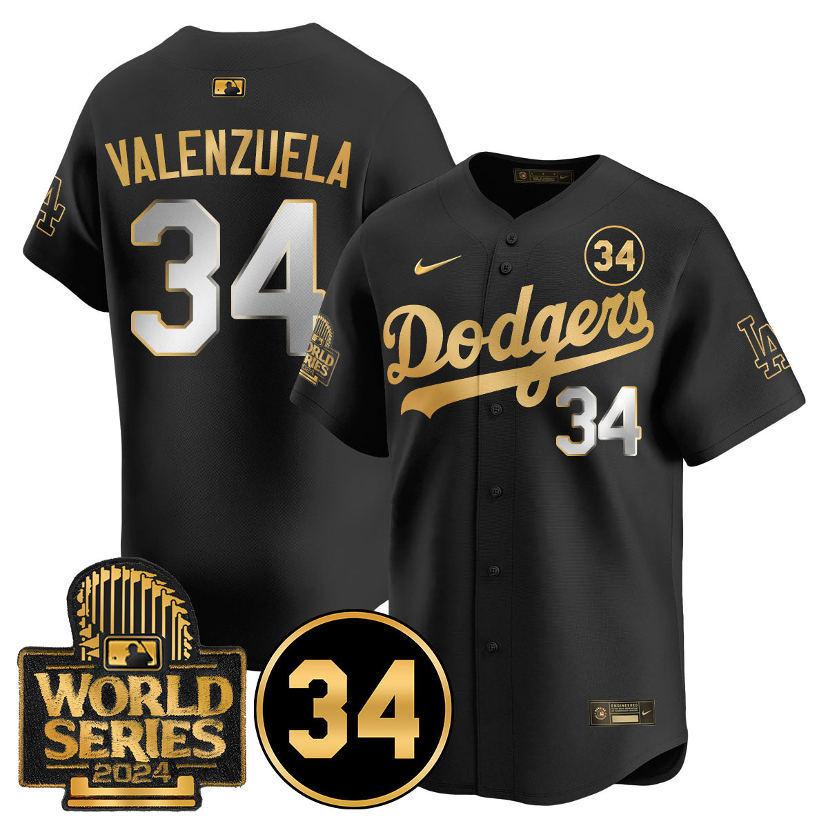 Dodgers World Series - Fernando Valenzuela Memorial Jersey - All Stitched