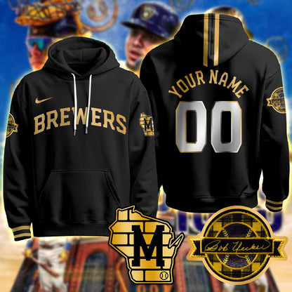 Milwaukee Brewers 2025 Custom Hoodie - Bob Uecker Patch - All Stitched