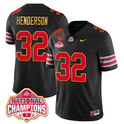 Ohio State Buckeyes 'Heritage Stripe' 2025 CFP Patch - National Champions Gold Jersey - All Stitched