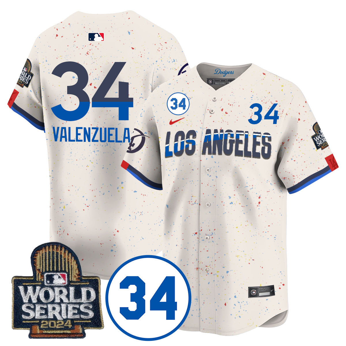 Dodgers World Series - Fernando Valenzuela Memorial Jersey - All Stitched