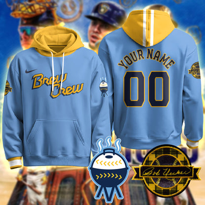 Milwaukee Brewers 2025 Custom Hoodie - Bob Uecker Patch - All Stitched