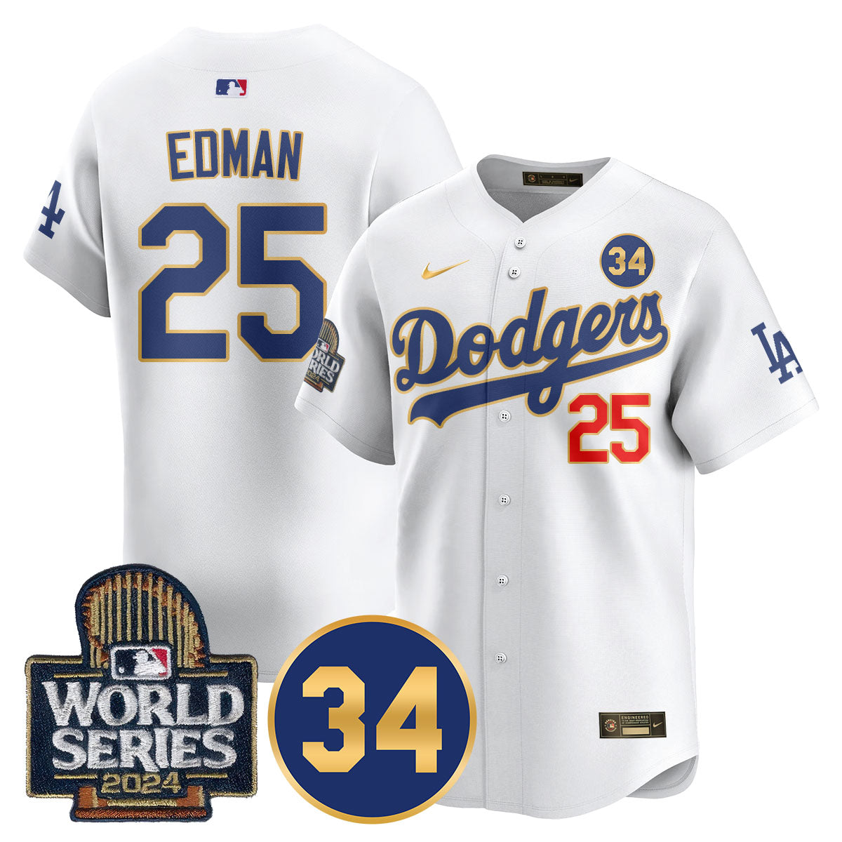 Dodgers World Series - Fernando Valenzuela Memorial Jersey - All Stitched