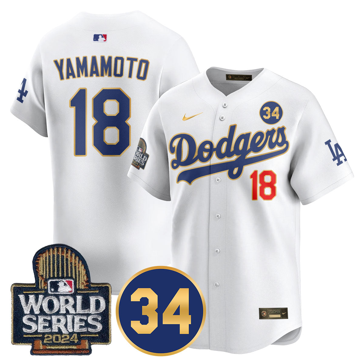 Dodgers World Series - Fernando Valenzuela Memorial Jersey - All Stitched