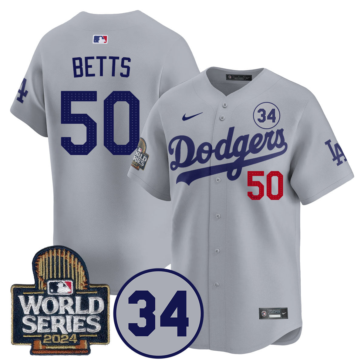 Dodgers World Series - Fernando Valenzuela Memorial Jersey - All Stitched