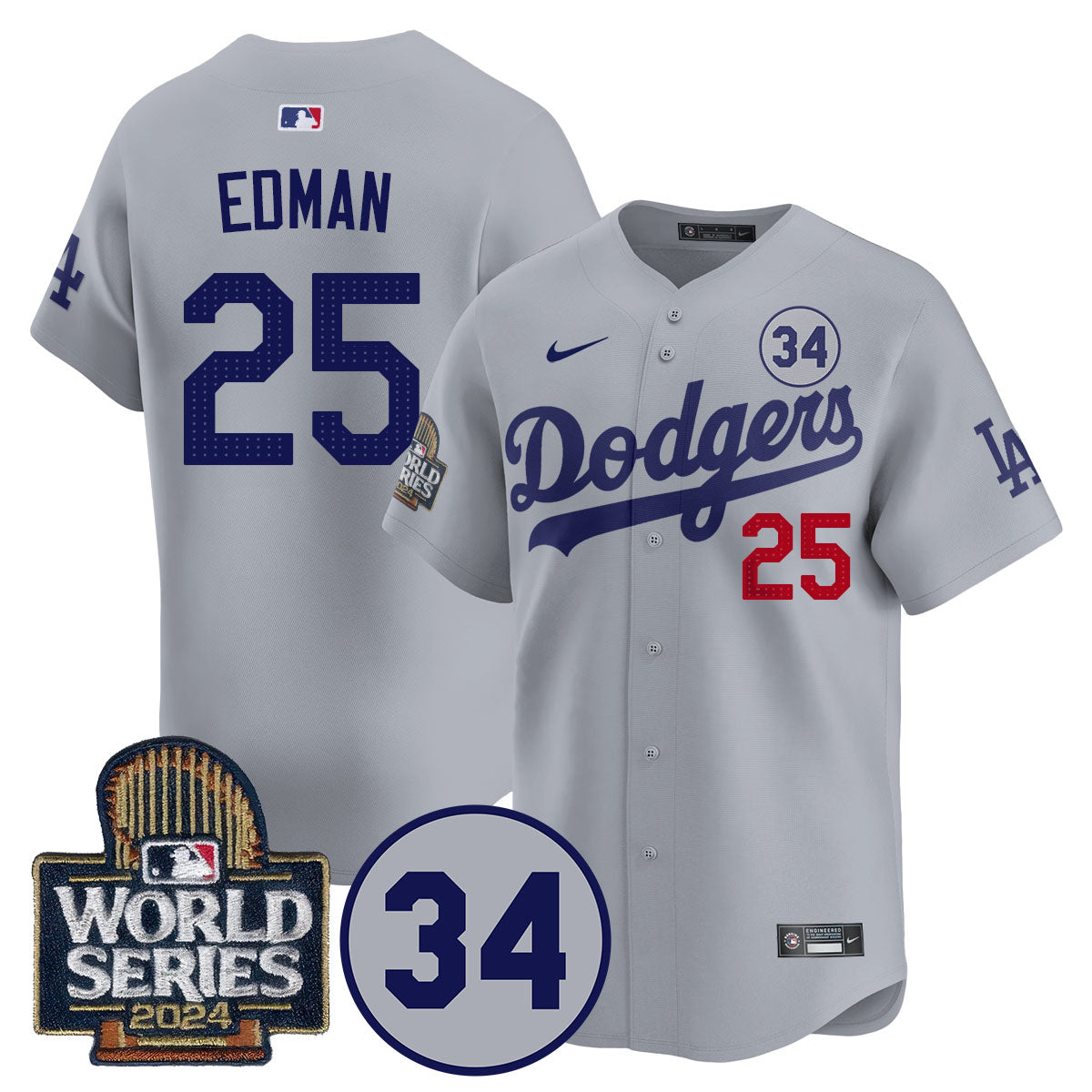 Dodgers World Series - Fernando Valenzuela Memorial Jersey - All Stitched