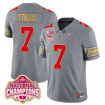 Ohio State Buckeyes 'Heritage Stripe' 2025 CFP Patch - National Champions Gold Jersey - All Stitched