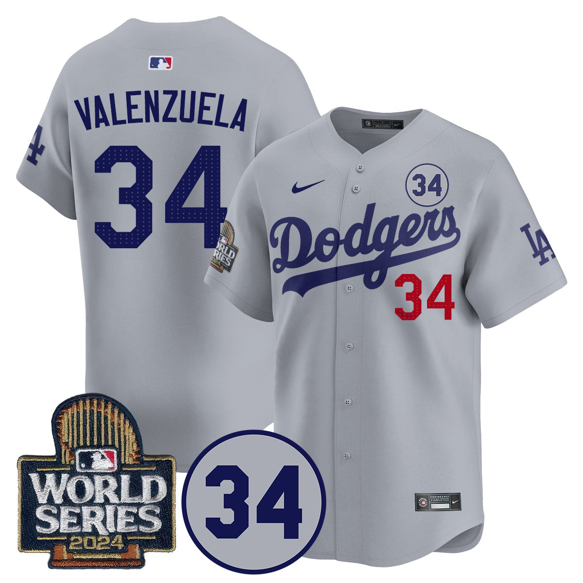 Dodgers World Series - Fernando Valenzuela Memorial Jersey - All Stitched