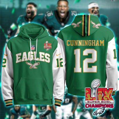 Philadelphia Eagles Super Bowl LIX Champions Gold Hoodie - All Stitched