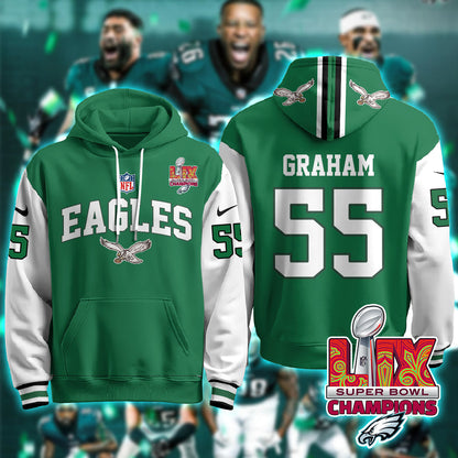 Philadelphia Eagles Super Bowl LIX Champions Hoodie - All Stitched