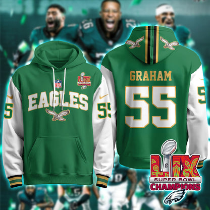 Philadelphia Eagles Super Bowl LIX Champions Gold Hoodie - All Stitched